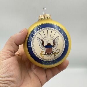 ✅United States Navy Logo Glass Christmas Tree Ornament With Slogan Prayer READ